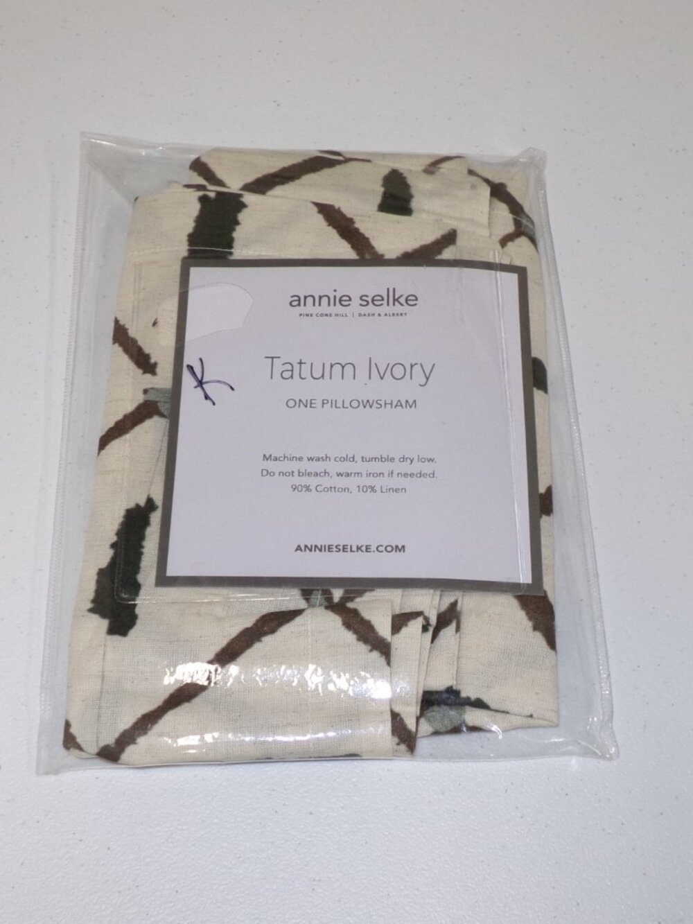 NEW Annie Selke Tatum Ivory KING Size Pillow Sham Cotton Linen